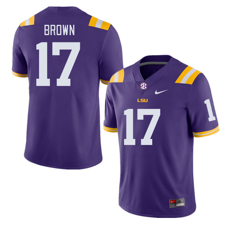 Men #17 Jyaire Brown LSU Tigers College Football Jerseys Stitched-Purple